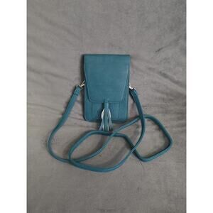 K Carroll RFID Secure Style Crossbody Phone Bag Teal Blue color Card Slots